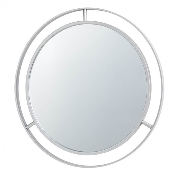 Glitzhome Glitzhome 28.00"D Oversized Deluxe Silver Metal Round Wall Mirror