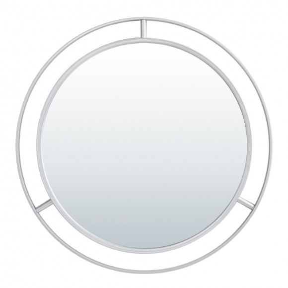 glitzhome Glitzhome 28.00"D Oversized Deluxe Silver Metal Round Wall Mirror