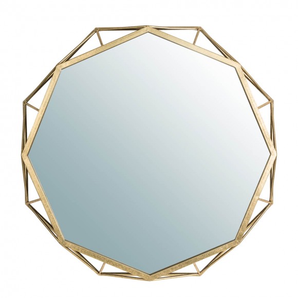 glitzhome Glitzhome 28.15"D Deluxe Golden Metal Octagonal Wall Mirror