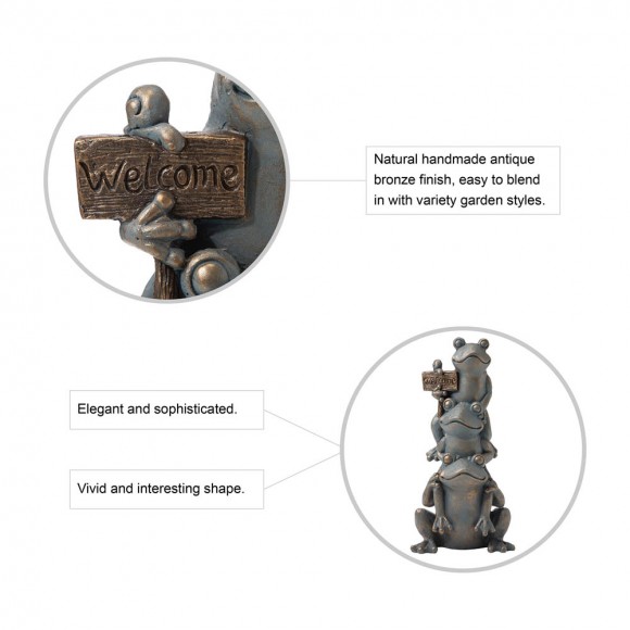 Glitzhome Glitzhome 28.25"H Bronze MGO Stacked Frog Statue