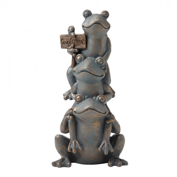glitzhome Glitzhome 28.25"H Bronze MGO Stacked Frog Statue