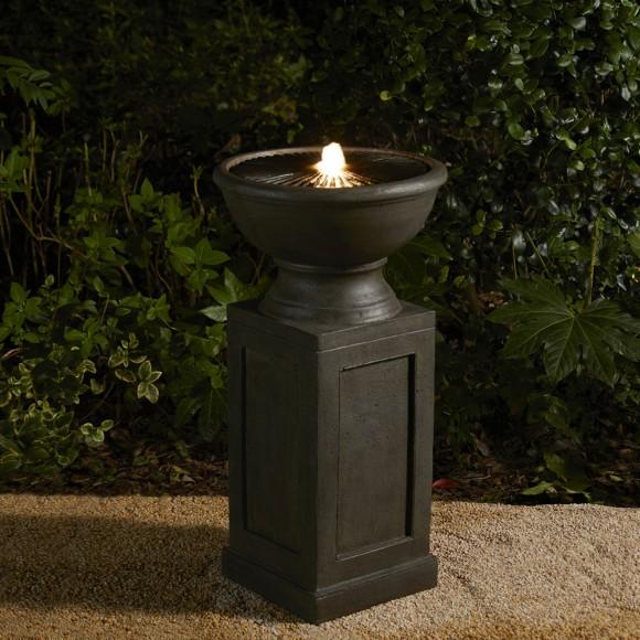 Glitzhome Glitzhome 28.25"H European Faux Granite Embossed Texture Geometric Column Pedestal Polyresin Outdoor Fountain With Pump And LED Light