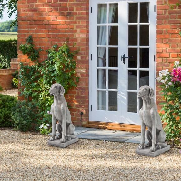 Glitzhome Glitzhome 28.25"H MGO Sitting Labrador Retriever Dog Statue Set Of 2