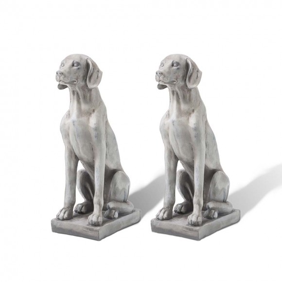 glitzhome Glitzhome 28.25"H MGO Sitting Labrador Retriever Dog Statue Set of 2