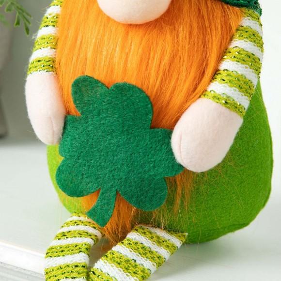 Glitzhome Glitzhome 28.25"H St. Patrick's Day Fabric Gnome Shelf Sitter With Dangling Legs