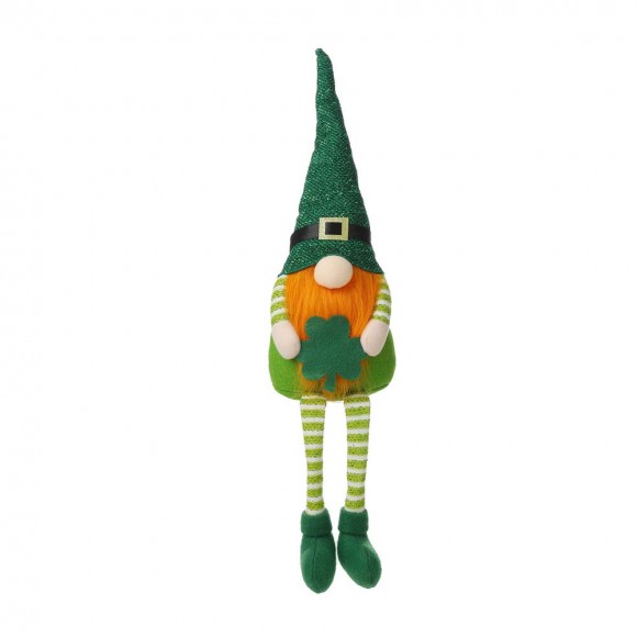 glitzhome Glitzhome 28.25"H St. Patrick's Day Fabric Gnome Shelf Sitter with Dangling Legs