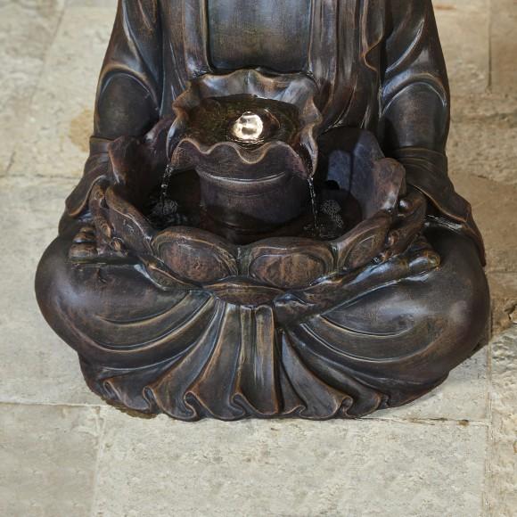 Glitzhome Glitzhome 28.25"H Zen Style Meditating Buddha Statue Polyresin Outdoor Fountain With Pump And LED Light (KD)