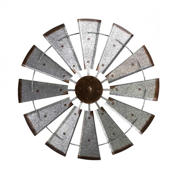 glitzhome Glitzhome 28.50"D Farmhouse Metal Galvanized Wind Spinner Wall Décor