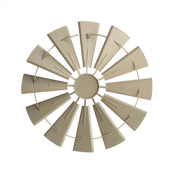 Glitzhome Glitzhome 28.50"D Vintage Beige Metal Wind Spinner Wall Décor