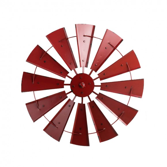 glitzhome Glitzhome 28.50"D Vintage Red Metal Wind Spinner Wall Décor