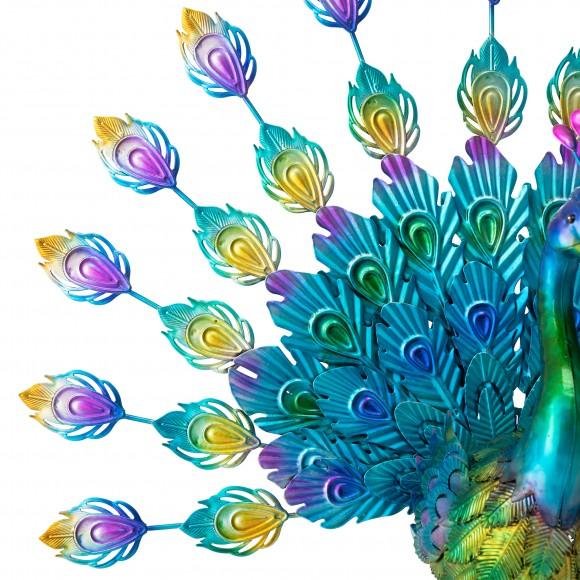 Glitzhome Glitzhome 28.75"W Metal Peacock Tail Spread Garden Statue With Stakes (KD)