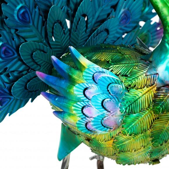 Glitzhome Glitzhome 28.75"W Metal Peacock Tail Spread Garden Statue With Stakes (KD)