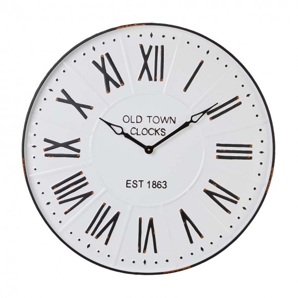 glitzhome Glitzhome 28"D Farmhouse Metal Enamel Wall Clock (White/Black)