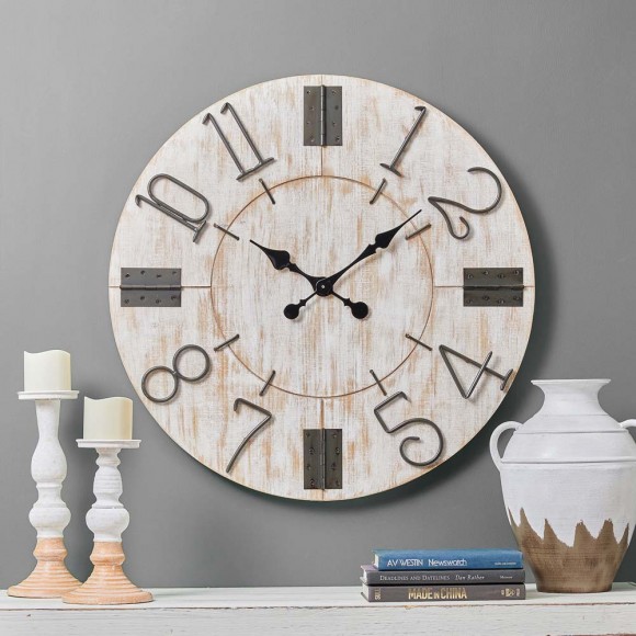 Glitzhome Glitzhome 28"D Rustic Wooden Wall Clock Farmhouse Style Home Decor