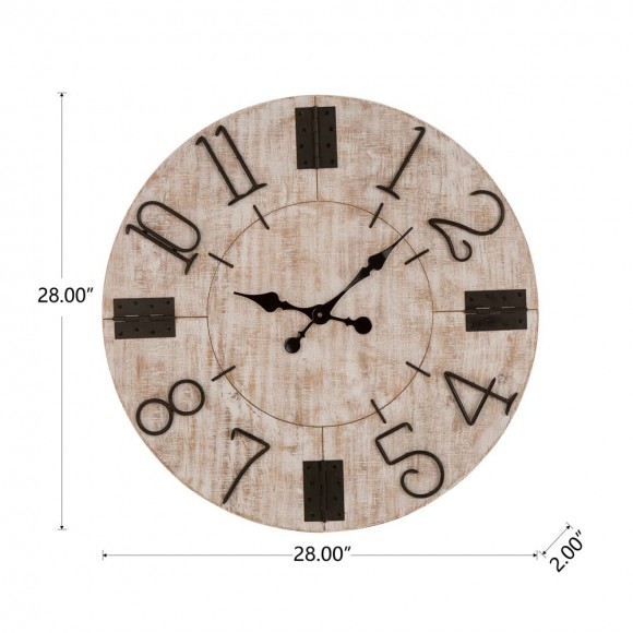 Glitzhome Glitzhome 28"D Rustic Wooden Wall Clock Farmhouse Style Home Decor