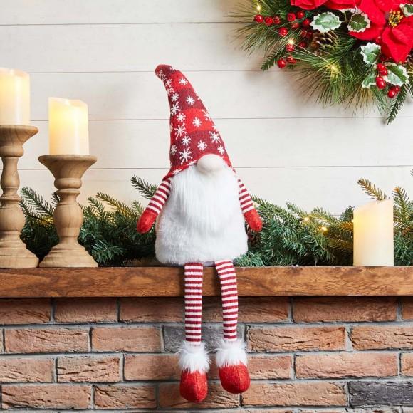 Glitzhome Glitzhome 28"H Fabric Christmas Gnome Shelf Sitter With Dangling Legs