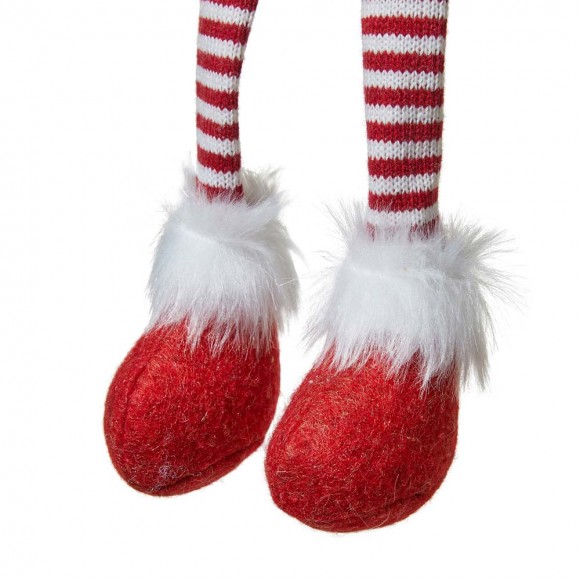 Glitzhome Glitzhome 28"H Fabric Christmas Gnome Shelf Sitter With Dangling Legs