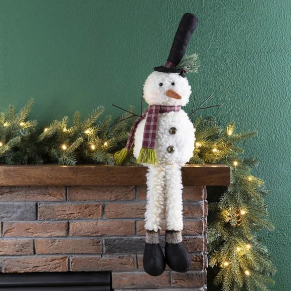 Glitzhome Glitzhome 28"H Fabric Christmas Snowman Shelf Sitter With Dangling Legs