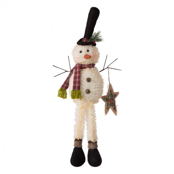 Glitzhome Glitzhome 28"H Fabric Christmas Snowman Shelf Sitter With Dangling Legs