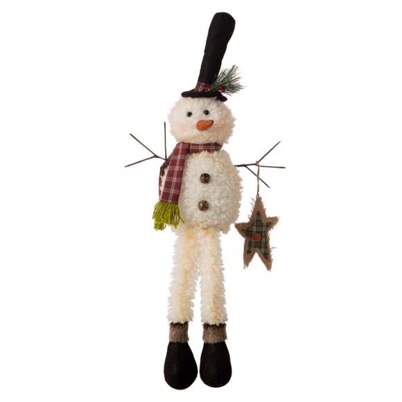 glitzhome Glitzhome 28"H Fabric Christmas Snowman Shelf Sitter with Dangling Legs