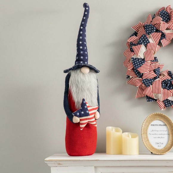Glitzhome Glitzhome 28"H Fabric Patriotic Gnome Standing Décor