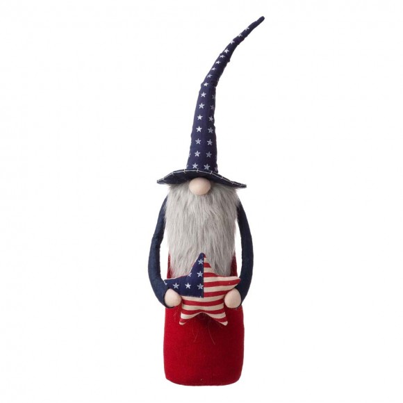 glitzhome Glitzhome 28"H Fabric Patriotic Gnome Standing Décor