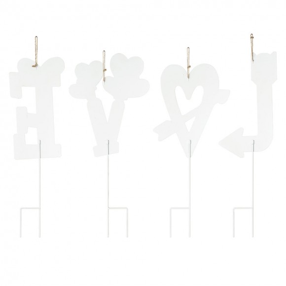 Glitzhome Glitzhome 28"H Set Of 4 Valentine's Metal LOVE Yard Stake Or Wall Haning Decor