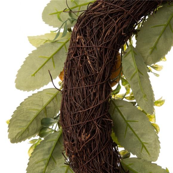 Glitzhome Glitzhome 28"H Wooden Window Frame With 22"D Greenery Lemon Wreath