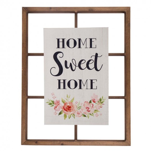 glitzhome Glitzhome 28"H Wooden Window Frame with Wooden "HOME SWEET HOME" Word Sign Wall Décor