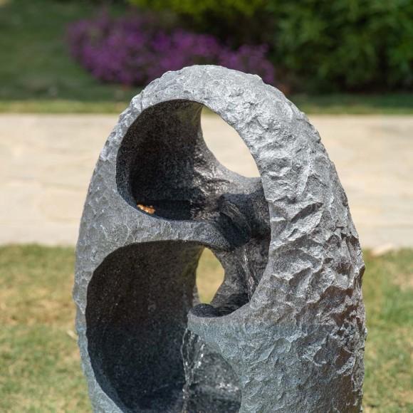 Glitzhome Glitzhome 28"H Zen Style Rock Textured Polyresin Outdoor Fountain With LED Light And Pump