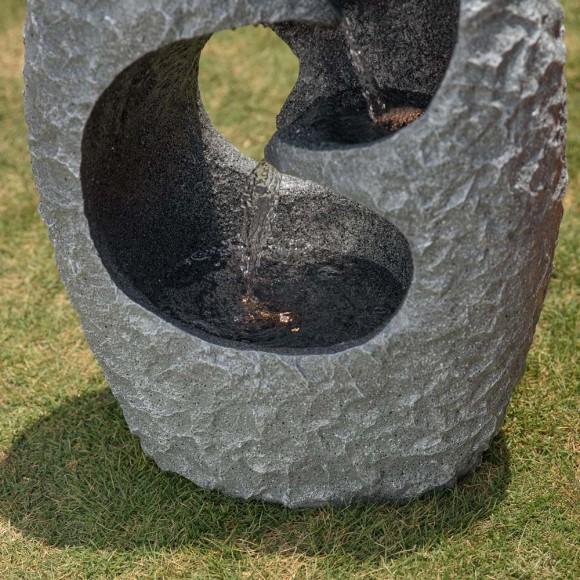 Glitzhome Glitzhome 28"H Zen Style Rock Textured Polyresin Outdoor Fountain With LED Light And Pump