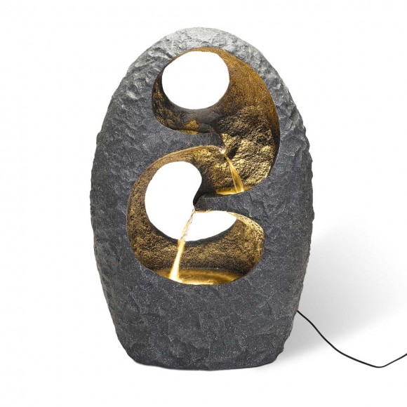 glitzhome Glitzhome 28"H Zen Style Rock Textured Polyresin Outdoor Fountain with LED Light and Pump