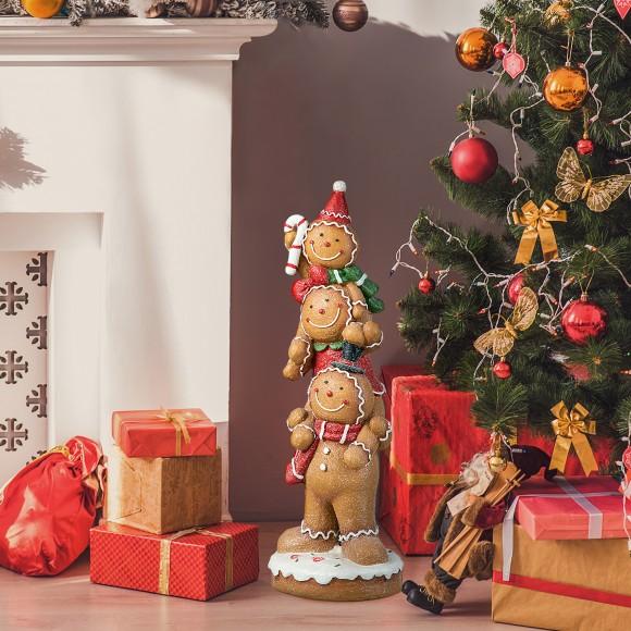 Glitzhome Glitzhome 29.25"H Christmas MGO Stacked Gingerbread Man Porch Decor
