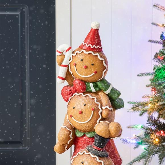 Glitzhome Glitzhome 29.25"H Christmas MGO Stacked Gingerbread Man Porch Decor