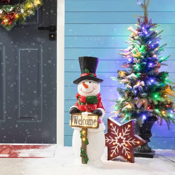 Glitzhome Glitzhome 29.25"H Christmas Resin Snowman Porch Décor Includes 8 Warm White Lights With Timer