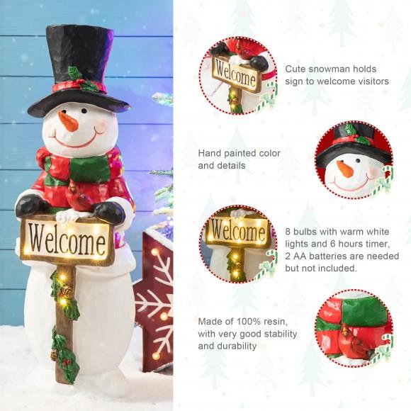 Glitzhome Glitzhome 29.25"H Christmas Resin Snowman Porch Décor Includes 8 Warm White Lights With Timer