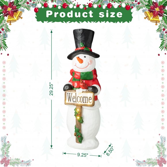 Glitzhome Glitzhome 29.25"H Christmas Resin Snowman Porch Décor Includes 8 Warm White Lights With Timer