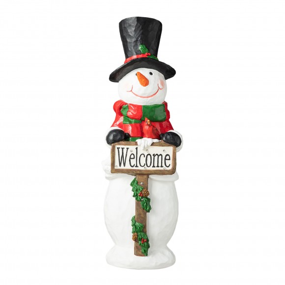 glitzhome Glitzhome 29.25"H Christmas Resin Snowman Porch Décor includes 8 Warm White Lights with Timer