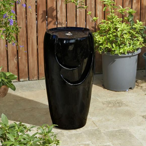 Glitzhome Glitzhome 29.25"H Oversized Black Outdoor Ceramic Pot Fountain With Pump And LED Light