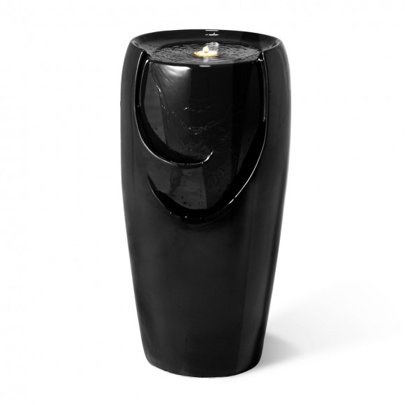 glitzhome Glitzhome 29.25"H Oversized Black Outdoor Ceramic Pot Fountain with Pump and LED Light