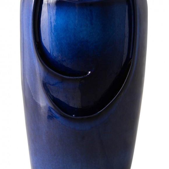 Glitzhome Glitzhome 29.25"H Oversized Cobalt Blue Ceramic Pot Fountain With Pump And LED Light