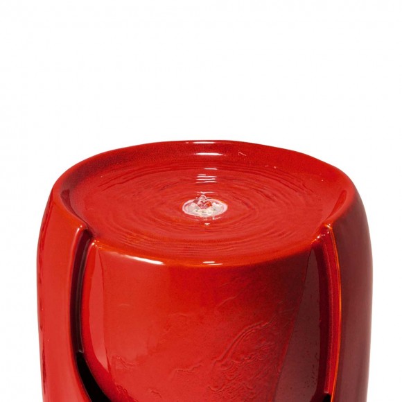 Glitzhome Glitzhome 29.25"H Oversized Red Ceramic Pot Fountain With Pump And LED Light