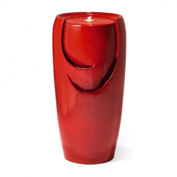 glitzhome Glitzhome 29.25"H Oversized Red Ceramic Pot Fountain with Pump and LED Light