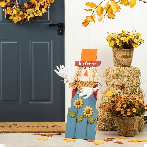Glitzhome Glitzhome 29.5"H Fall Wood Scarecrow Porch Decor