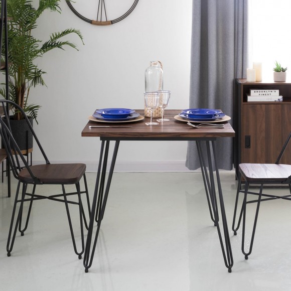 Glitzhome Glitzhome 29.53"H Industrial Steel Hairpin Leg Dining Table With Elm Wood Top