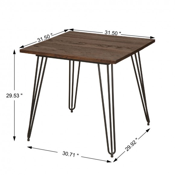 Glitzhome Glitzhome 29.53"H Industrial Steel Hairpin Leg Dining Table With Elm Wood Top