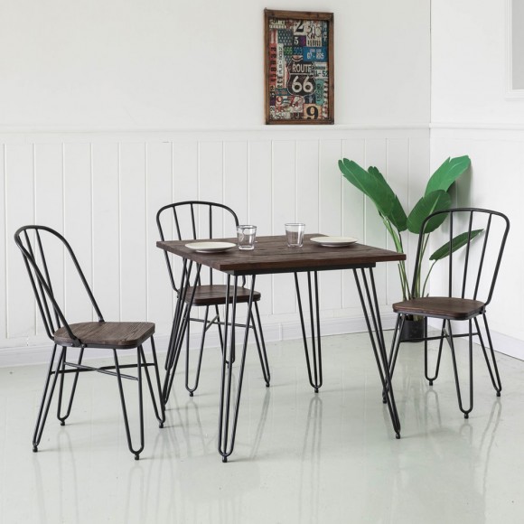 Glitzhome Glitzhome 29.53"H Industrial Steel Hairpin Leg Dining Table With Elm Wood Top