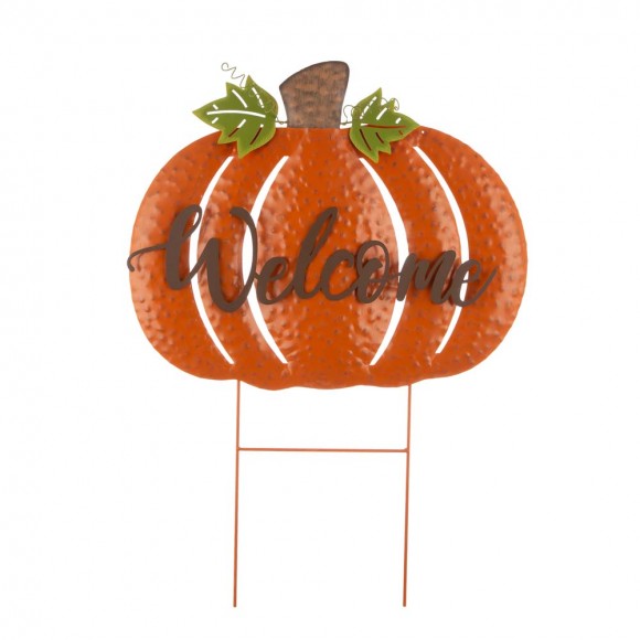 glitzhome Glitzhome 29.72"H Fall Metal Pumpkin Yard Stake/Standing/Hanging Sign