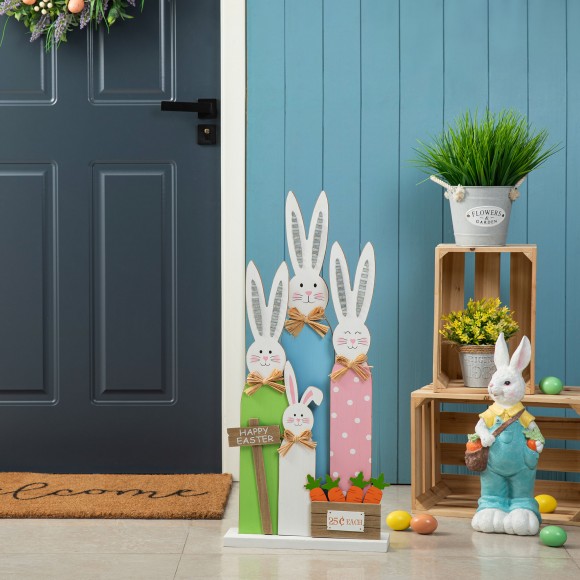 Glitzhome Glitzhome 29.75"H Easter Wooden Bunny Family Porch Decor(KD)