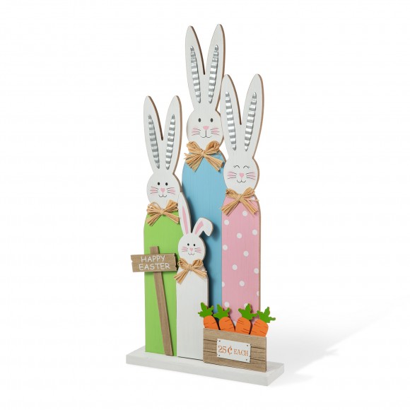glitzhome Glitzhome 29.75"H Easter Wooden Bunny Family Porch Decor(KD)